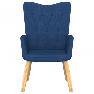 Chaise de relaxation avec tabouret Bleu Tissu