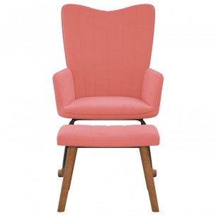 Chaise à bascule avec repose-pied Rose Velours