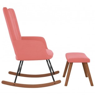 Chaise à bascule avec repose-pied Rose Velours