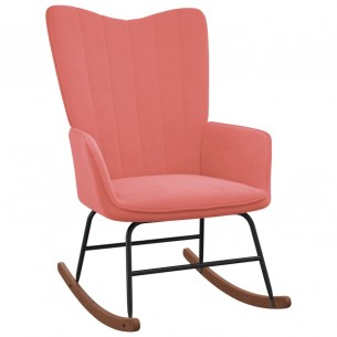 Chaise à bascule avec repose-pied Rose Velours