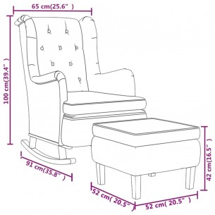 Fauteuil avec pieds à bascule et tabouret Gris foncé Tissu