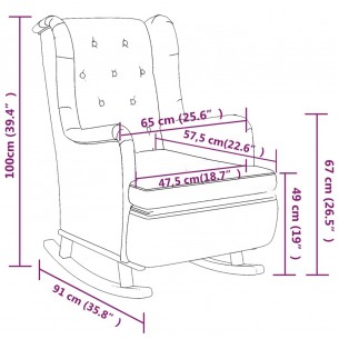 Fauteuil avec pieds à bascule et tabouret Gris foncé Tissu