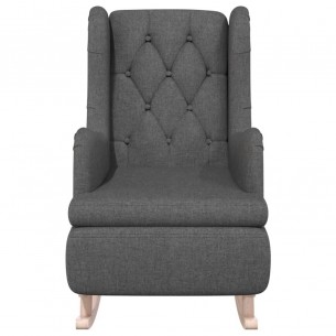 Fauteuil avec pieds à bascule en bois d'hévéa Gris foncé Tissu