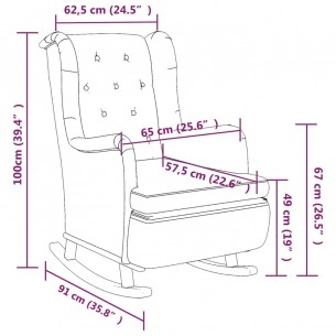 Fauteuil avec pieds à bascule en bois d'hévéa Gris foncé Tissu