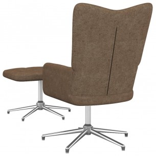 Chaise de relaxation avec tabouret Taupe Tissu