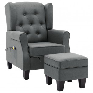 Fauteuil de massage avec repose-pied Gris clair Tissu