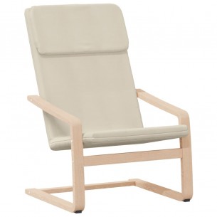 Chaise de relaxation avec repose-pied Crème Tissu