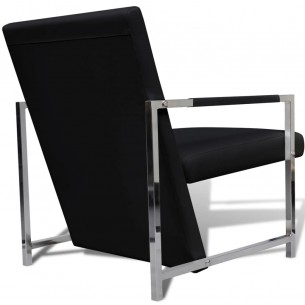 Fauteuil avec pieds chromés Noir Similicuir