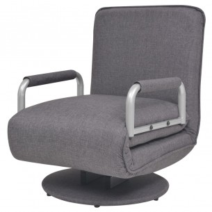 Fauteuil pivotant et canapé-lit Gris foncé Tissu