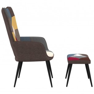Chaise de relaxation avec repose-pied Patchwork Tissu
