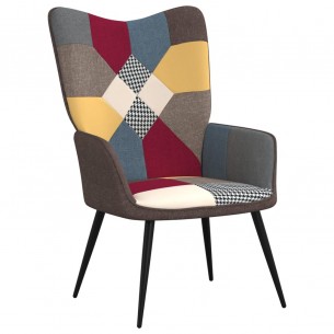 Chaise de relaxation avec repose-pied Patchwork Tissu