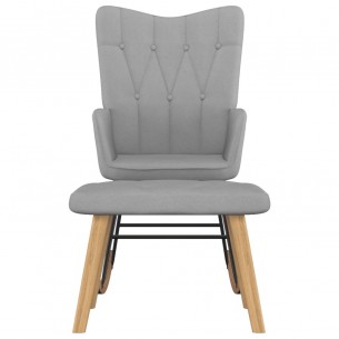 Chaise à bascule avec tabouret Gris clair Tissu