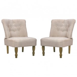 Chaises en style français lot de 2 crème tissu