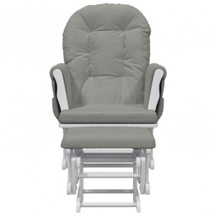 Chaise berçante avec repose-pied Gris clair Tissu