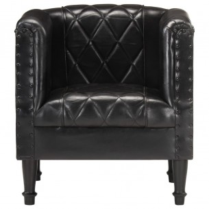 Fauteuil Noir Cuir véritable de chèvre