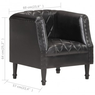 Fauteuil Noir Cuir véritable de chèvre