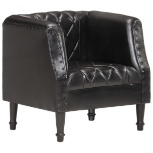 Fauteuil Noir Cuir véritable de chèvre