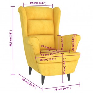 Fauteuil jaune moutarde velours