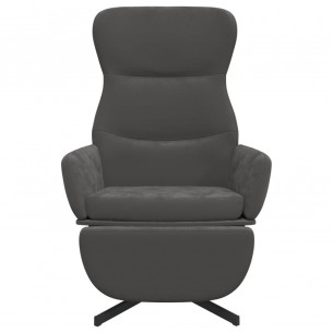 Chaise de relaxation avec repose-pied Gris foncé Velours