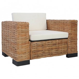 Fauteuil avec coussins Rotin naturel
