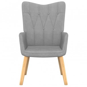 Chaise de relaxation avec tabouret Gris clair Tissu