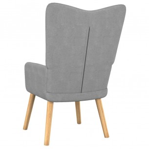 Chaise de relaxation avec tabouret Gris clair Tissu