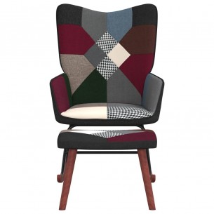 Chaise à bascule avec tabouret Patchwork Tissu