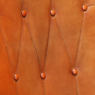 Chaise à oreilles avec repose-pied Brun roux Cuir véritable