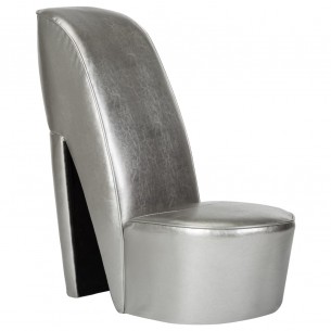 Chaise en forme de chaussure à talon haut Argenté Similicuir Chaise en forme de chaussure à talon haut Argenté Similicuir