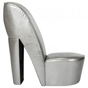 Chaise en forme de chaussure à talon haut Argenté Similicuir Chaise en forme de chaussure à talon haut Argenté Similicuir