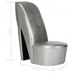 Chaise en forme de chaussure à talon haut Argenté Similicuir Chaise en forme de chaussure à talon haut Argenté Similicuir