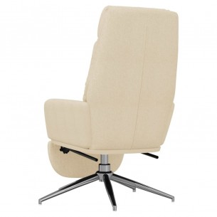 Chaise de relaxation avec repose-pied Crème Tissu