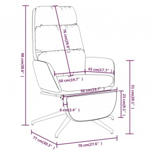 Chaise de relaxation avec repose-pied Crème Tissu