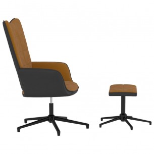 Chaise de relaxation avec repose-pied Marron Velours et PVC