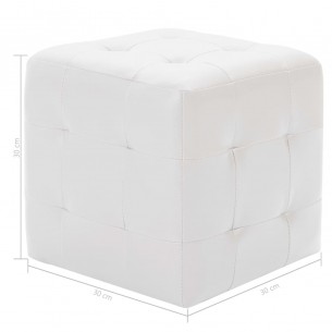 Poufs 2 pcs Blanc 30 x 30 x 30 cm Similicuir