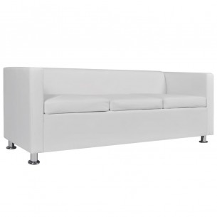 Canapé à 3 places Cuir synthétique Blanc