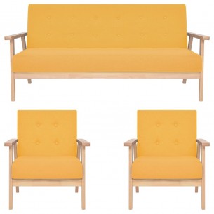 Ensemble de canapés 3 pcs Tissu Jaune