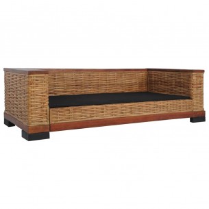 Ensemble de canapés 2 pcs avec coussins Marron Rotin naturel