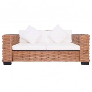 Ensemble de canapés 2 pcs avec coussins Rotin naturel