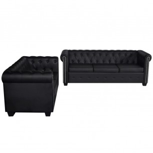 Canapé Chesterfield à 2 places et à 3 places noir