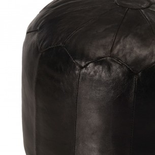 Pouf 40 x 35 cm Noir Cuir véritable de chèvre