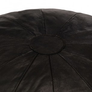 Pouf 40 x 35 cm Noir Cuir véritable de chèvre