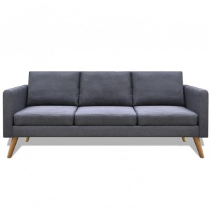 Canapé à 3 places Tissu Gris foncé