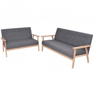 Jeu de canapé 2 pcs Tissu Gris foncé