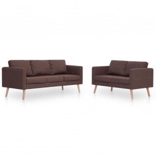 Ensemble de canapé 2 pcs Tissu Marron
