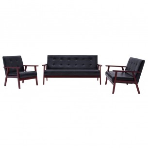 Ensemble de canapés 3 pcs Noir Similicuir