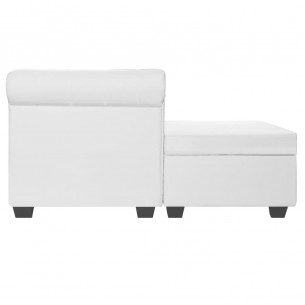 Canapé Chesterfield en forme de L cuir synthétique blanc Canapé Chesterfield en forme de L cuir synthétique blanc