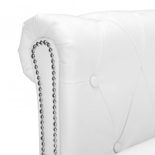 Canapé Chesterfield en forme de L cuir synthétique blanc Canapé Chesterfield en forme de L cuir synthétique blanc