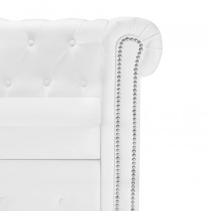 Canapé Chesterfield en forme de L cuir synthétique blanc Canapé Chesterfield en forme de L cuir synthétique blanc