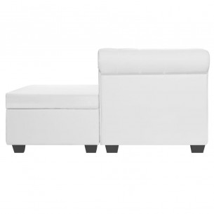 Canapé Chesterfield en forme de L cuir synthétique blanc Canapé Chesterfield en forme de L cuir synthétique blanc